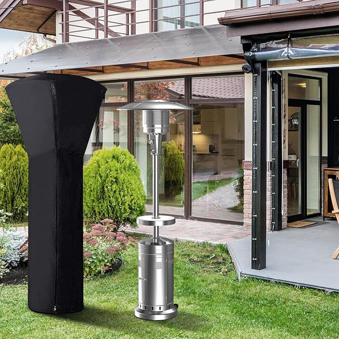 420D Patio Heater Cover, Waterproof with Zipper, Outdoor Propane Heater Cover for 24 Months of Use - Size 89" Hx33 Dx19 B Round - Black (2Pack)