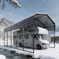 PHI VILLA 25 x 14 ft Heavy Duty Metal Carport with Galvanized Steel Roof for RVs, Cars, Boats, and Tractors
