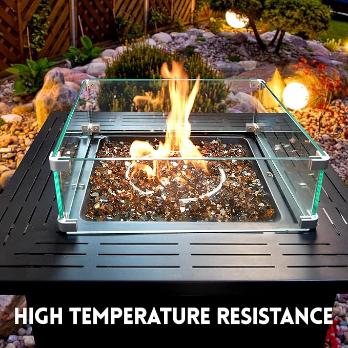 GasSaf 1/4 Inch Fire Glass Reflective Tempered Fireglass Cut Crushed FireGlass for Fire Pit, Fireplace, Replaces Existing Gas Logs & Lava Rocks (10 Pound)(Amber Reflective)