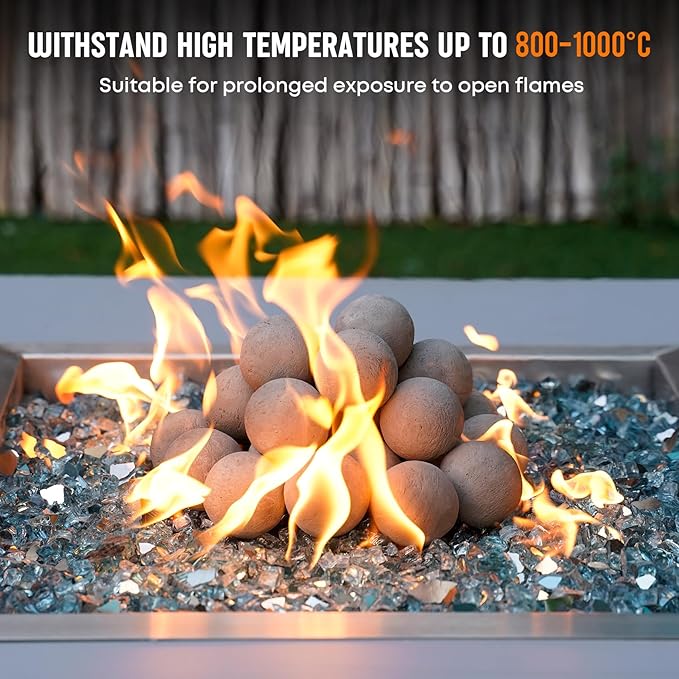 Stanbroil 2 inch Ceramic Balls, Set of 25 Round Balls, Modern Accessory for Indoor or Outdoor Fire Pits Fire Bowl and Fireplace, Gray