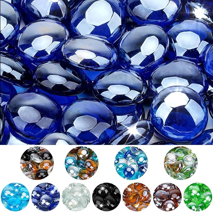 Mr. Fireglass 10 Pound Fire Glass Beads, 1/2" Reflective Round Fire Glass Drops for Fireplace Fire Pit & Lanscaping, High Luster Royal Cobalt Blue