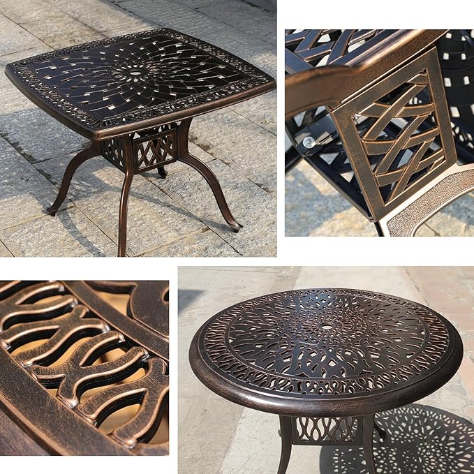 FAPOLITE Outdoor Table Cast Aluminum Square Patio Table with Umbrella Hole All Weather Outdoor Dining Tables for Lawn Garden Backyard (150 * 90cm YLSB Long Tables)