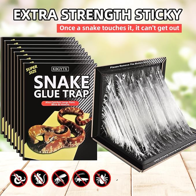 4 Pack 10" x 16" Large Snake Glue Traps with Enhanced Stickiness, Snake Rat Sticky Pad Board for House Indoor Outdoor, Sticky Glue Traps for Snakes, Mice, Rats, Easy to Set