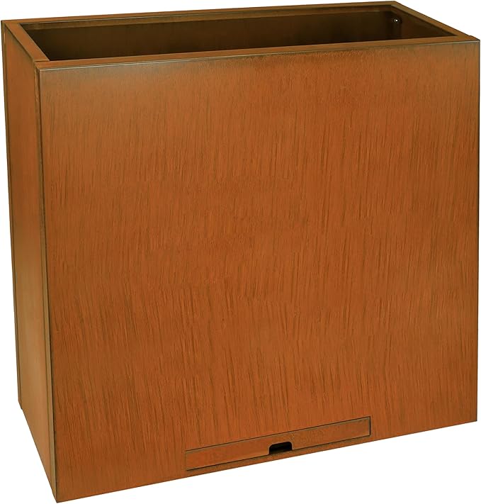 KOL Pre-Rusted Metal Steel 32''H Planter Box, Weathering Steel Planter Box,Rustic Finish Tall Rectangular Plant Pot, Modern Industrial & Residential Outdoor Indoor Use, 36" L.x11 W.x32 H. Rusty.
