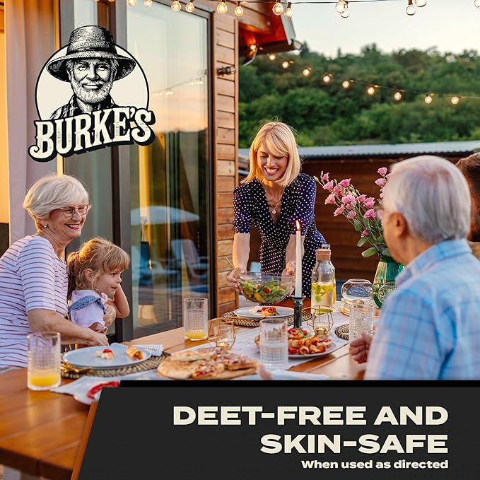 Burke’s Bug Repellent Spray – DEET-Free, Kid & Pet Safe Insect Repellent for Mosquitoes, Ticks, and Gnats – Travel Size, Natural Essential Oils, Outdoor Protection, 6 oz (180mL)