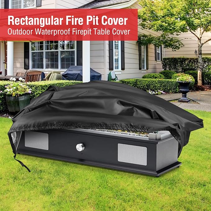 Outdoor 28 inch Rectangular Table Top Propane Fire Pit Cover, 40,000 BTU Tabletop Gas Firepit Cover for Patio,Outdoor Portable Fireplace Rectangular Fire Cover - 28 x 7 x 8 Inch