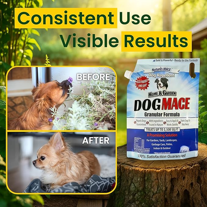 Nature’s MACE Dog Mace Granular Dog Repellent, 6 Pounds – Outdoor Dog Deterrent for Lawn, Yard, Garden, and Plants, Helps Keep Dogs Away from Bushes and Flower Beds, Covers up to 3,500 Sq. Ft.