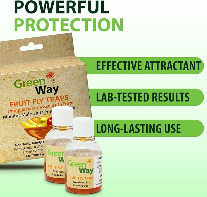 Greenway Traps Fruit Fly Trap, Indoor and Kitchen, Reduced Fruit Fly Infestations, Non-Toxic, Long-Lasting, 2 Packs (Includes 4 Traps)