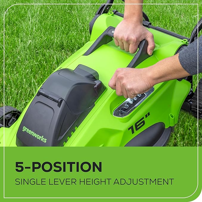 Greenworks 40V 16" Brushless Cordless (Push) Lawn Mower + Blower (350 CFM), 4.0Ah Battery and Charger Included (75+ Compatible Tools)