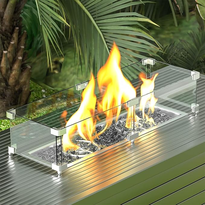 GRISUN Onyx Black Fire Glass for Fire Pit, 20 Pounds 1/2 Inch Tempered Glass Rocks for Natural or Propane Fireplace, Safe for Outdoors and Indoors Firepit Glass
