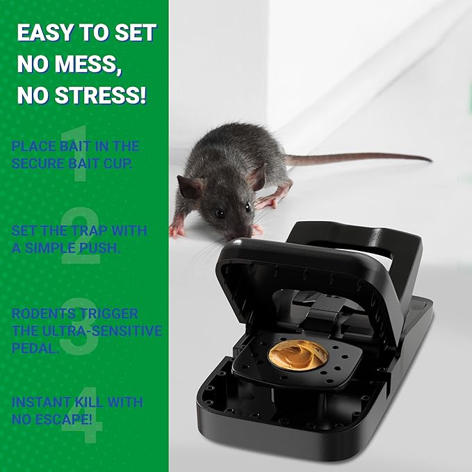 Mouse Traps Indoor for Home - 6 Pack Reusable Rat Trap, Touch-Free Snap Trap, Heavy Duty Mouse Catcher for Indoor & Outdoor Use, Instantly Kill Mice and Rodents