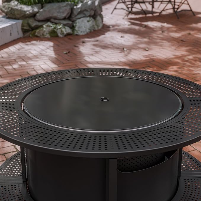 Kurapika 37 inch Smokeless Firepit with Removable Base for Ash, Wood Burning Fire Pits for Camping, Low Smoke for Outside, Easy for Cleaning, Ideal for 6 or More People