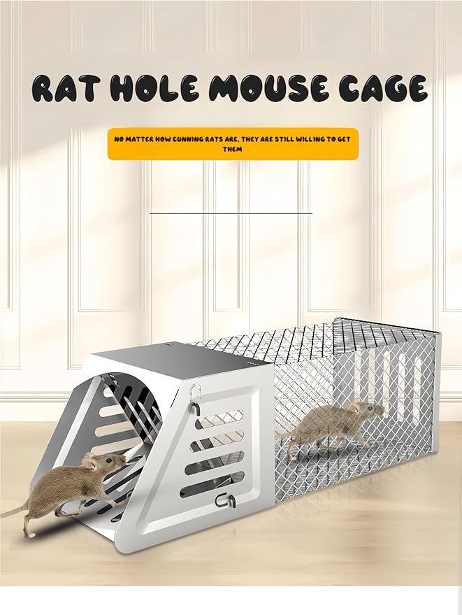Automatic Mouse Trap, Humane Rat Trap Cage - Reusable Live Catch Rodent Trap for Mice, Rats, Squirrels - Safe & Effective Indoor/Outdoor