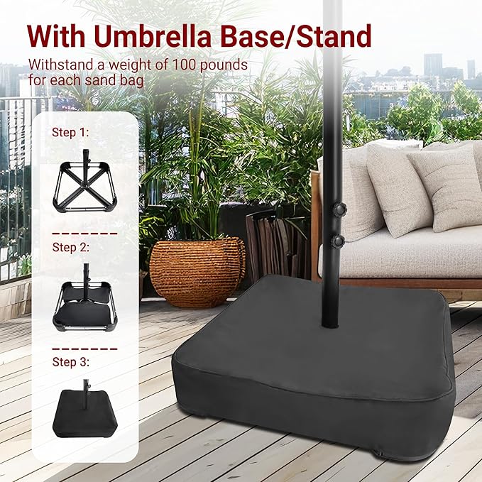 Bigroof 15ft x 9ft Patio Double-Sided Umbrella with Base & Crank, Extra Large Rectangular Outdoor Umbrella for Patio, Lawn & Garden, Beige