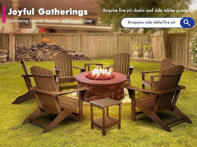 BRIOPAWS Adirondack-Chairs-Set of 6 | Brownwood Grain |Fire Pit Chair | Oversized | HDPE Plastic | Weather Resistant | for Deck Outdoor Poolside Campfire