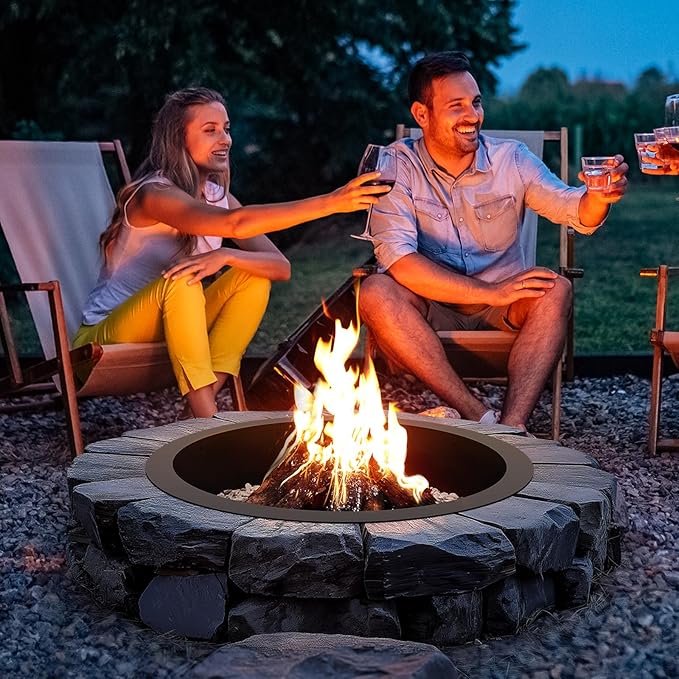 VEVOR Fire Pit Ring, 40-Inch Outer/36-Inch Inner Diameter, 10inch Height 2.5mm Thick Fire Pit Insert, Heavy Duty Carbon Steel Liner DIY Campfire Ring Above or In-Ground, for Outdoor Camping, Bonfires