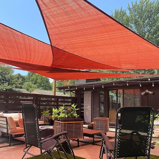 LOVE STORY Custom Size 8'x15'x17' Terra Red Sun Shade Sail Right Triangle Sunshade Fabric Awning Canopy for Patio Backyard Carport Pergola (Customized)