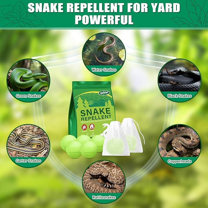 Snake Repellent for Yard Powerful - 48 Pack Moth Balls for Snakes, Keep Snake Away Repellent from Indoor & Outdoor, Pet Safe Snake be Gone for Home Lawn Garden to Repels Snakes and Other Pests