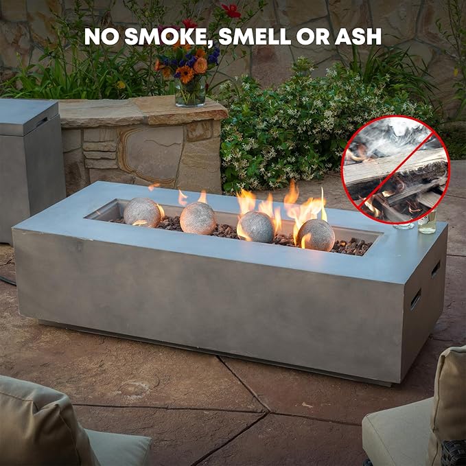 Stanbroil Ceramic Balls - 6" Round Fire Stones for Fire Pit Fire Bowl and Fireplace - Set of 4, Gray