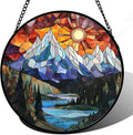 AMDERVEN Stained Glass Window Hanging - Colorful Mountain Lake Landscape Sun Catcher for Door Garden Home Decor Suncatcher Christmas Mother's Day Birthday Gifts for Women Men Mom Nana 6.3 in