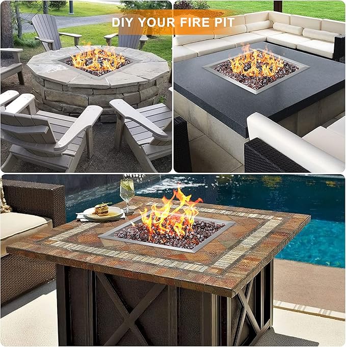 onlyfire 30 Inch Round Fire Pit Burner Ring for Natural Gas & Propane Fire Pit and Fireplace, 304 Stainless Steel DIY Firepit Burner for Both Indoor and Outdoor, BTU 435,000 Max