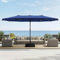 Sophia & William 15 ft Extra Large Patio Umbrella with Solar Lights, Rectangular Outdoor Umbrella with Base Included, Market Umbrella Double-sided Heavy Duty for Pool Garden Backyard, Navy Blue