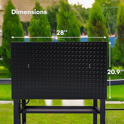 Flybold 28 Inch Blackstone Griddle Hard Cover, Aluminum Flat Top Grill Lid with Suitcase Handle, Lightweight, Weatherproof, Diamond Cut BBQ Replacement Cover for Blackstone & Member’s Mark Griddles