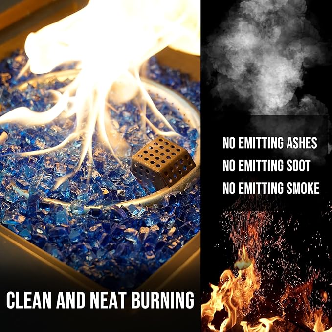 Skyflame High Luster 10-Pound Regular Fire Glass for Fire Pit Fireplace Garden Landscaping Cobalt Blue 1/2" Size