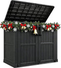 Horizontal Resin Storage Shed 36 Cu Ft with Lockable Doors, Portable Outdoor Storage Cabinet -Waterproof Outdoor Storage Box for Backyards, Easy to Assemble Black