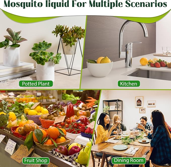 Fruit Fly Trap Refill Liquid, 12 Pack Wasp Bees Traps Refill Liquids, Effective Mosquito Gnat Fly Killer Bait Refill for Indoor Outdoor Tabletop Kitchen Plants, Safe Near Pets and Food