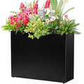Metal Planter Box 38.2'' x 13'' x 30'' Rectangle Planters for Outdoor Plants Large Black Rectangular Planter with Felt Bag & Drainage Holes for Indoor or Outdoor Flower Garden Porch Patio