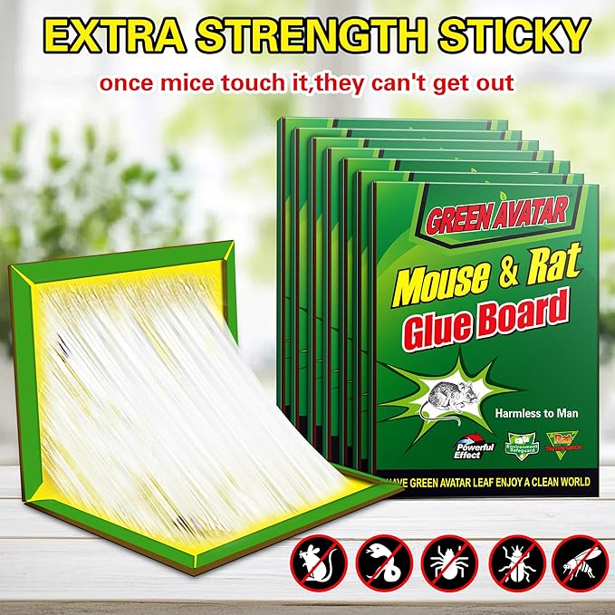 Ezoon 24 Pack Large Mouse Glue Traps with Enhanced Stickiness, Sticky Rat Snake Mouse Traps Pad Board for House Indoor Outdoor, Easy to Set, Extra Large (8.3" x 12")