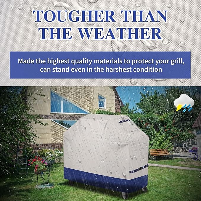 59" Grill Cover for Outdoor Grills Waterproof Fade Resistant Heavy Duty BBQ Covers, All Weather Protection Gas Grill Cover for Weber, Genesis, Charbroil