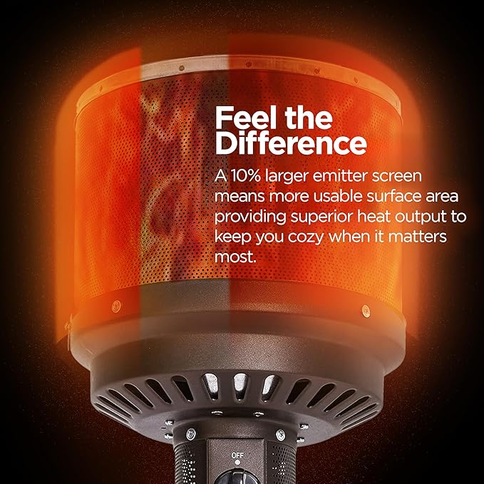 Fire Sense 67977 Mocha Finish Powder Coated Patio Heater with LED Table