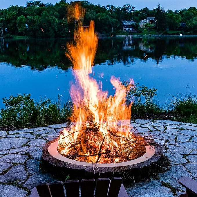 42 inch Outdoor Fire Pit Liner, Round Heavy Duty Fire Pits, Rim Insert Firepit for Outside, DIY Campfire Fireplace