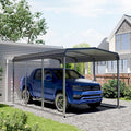 Heavy Duty Metal Carport Kits with Galvanized Steel Roof and Frame, Outdoor Carport Canopy Enhanced Base, Extra Large Car Tent Garage Shelter for Car, SUV, Truck and Boats (10x15 FT, Gray)