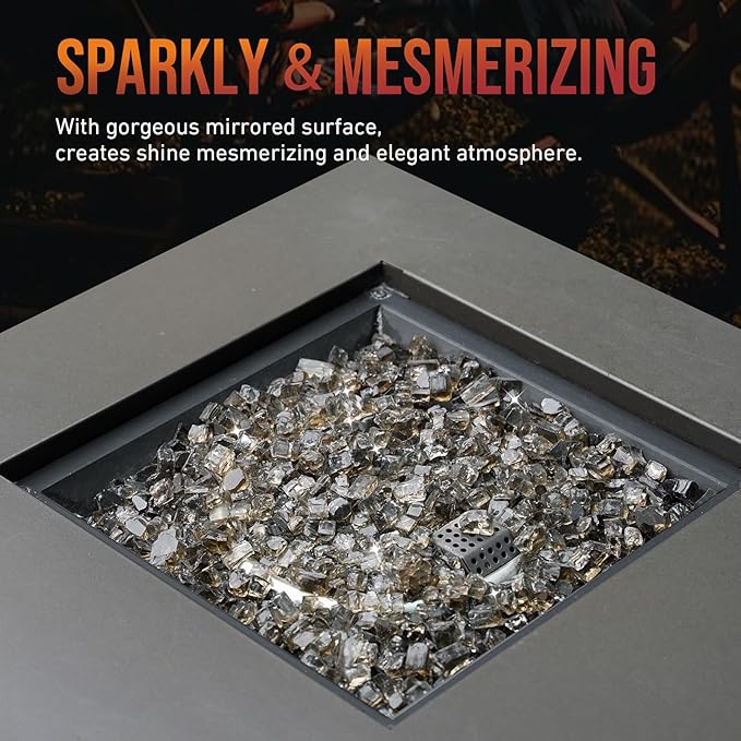 Skyflame High Luster 10-Pound Regular Fire Glass for Fire Pit Fireplace Garden Landscaping Bronze 1/2" Size