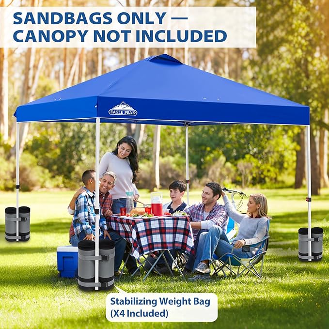 EAGLE PEAK Extra Large Weight Bags for Canopy Tent 180 lbs Leg Weights Heavy Duty Sandbags for Pop Up Canopy Gazebos Beach Tent Umbrella Greenhouse Set of 4, Gray
