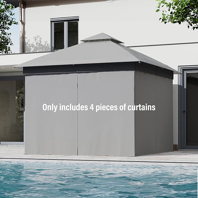 LAUSAINT HOME Gazebo Privacy Curtain 10'x10' with Zipper and 4-Panels Side Wall Universal Replacement for Backyard, Garden, Lawn, Smoke Gray