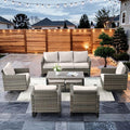 HUMMUH 8 Piece Patio Furniture Set All Weather Wicker Outdoor Sectional Sofa with Patio Chairs,Patio Swivel Glider Chairs Ottomans Coffee Table for Porch,Garden,Backyard