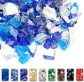 Fire Glass for Fire Pit - 1/2 Inch 10 Pounds High Luster Reflective Tempered Glass Rocks for Natural or Propane Fireplace, Safe for Outdoors and Indoors Bahama Blend Fire Pit Glass