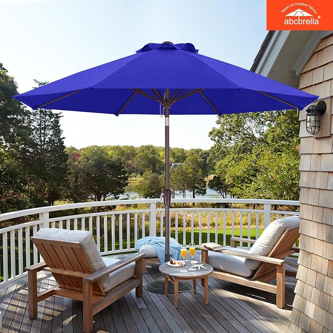 ABCCANOPY OLEFIN® 5-Year No Fading 9FT Patio Umbrella, Outdoor Table Umbrella with 8 Sturdy Ribs for Deck, Backyard, Yard (Deep Blue)
