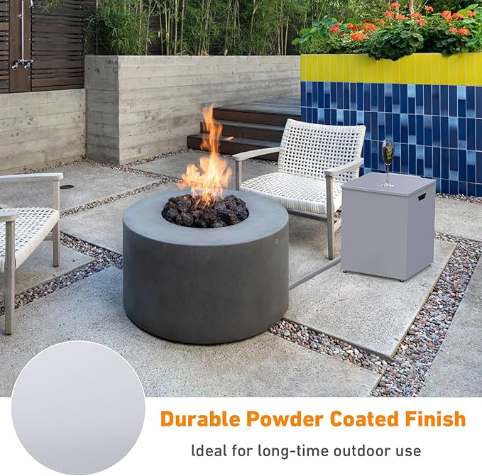 Stanbroil Propane Tank Cover Table Hideaway Table, 16" Storage Side Table for 20 lb Propane Tank, Outdoor Gas Tank Storage Box with Side Handles, Grey
