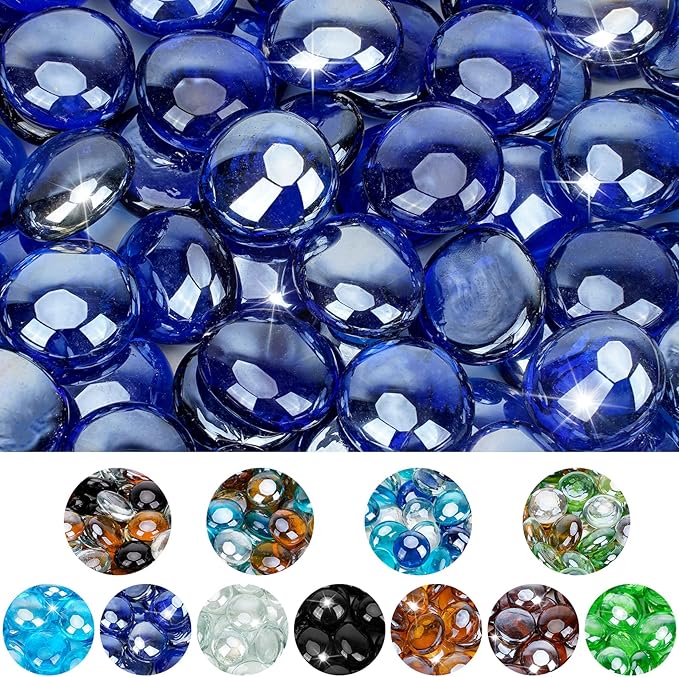 Mr. Fireglass 10 Pound Fire Glass Beads, 1/2" Reflective Round Fire Glass Drops for Fireplace Fire Pit & Lanscaping, High Luster Royal Cobalt Blue