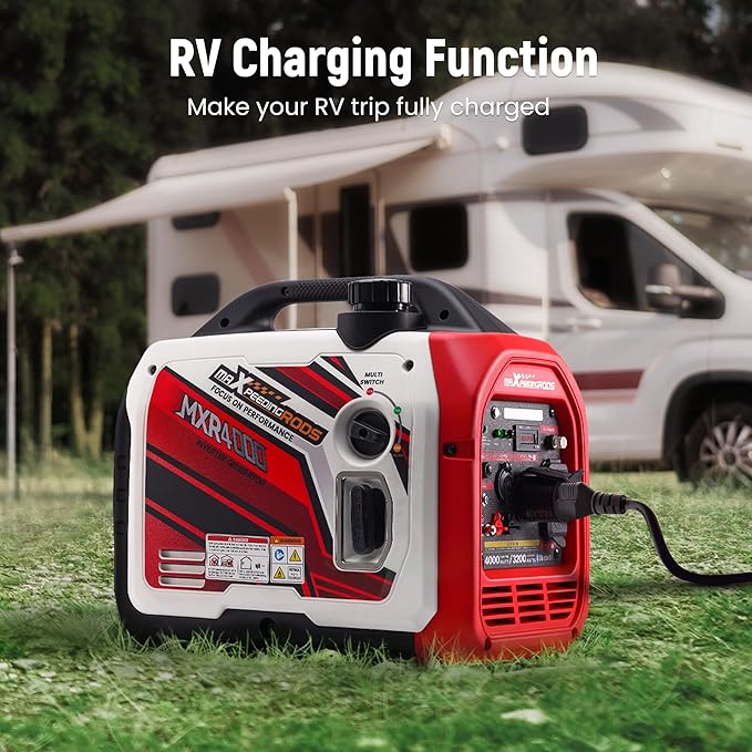 maXpeedingrods 4000 Watt Portable Inverter Generator Gas Powered, with CARB Compliant, App Remote Data Monitor, Compact and Lightweight for Outdoor Camping, Family Power Failure in Extreme Weather