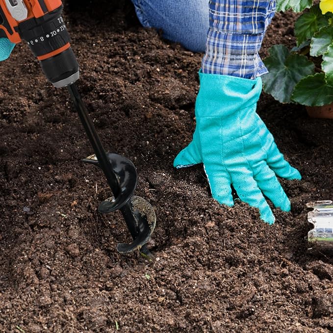 ERYTLLY Bulb Planter, Auger Spiral, 1.6 * 9+3 * 12 inch Garden Planter Tool,Hole Digger for Planting Bulb