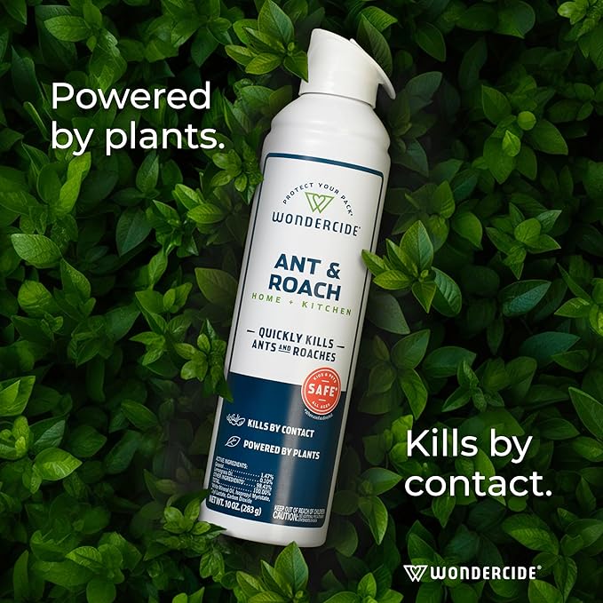 Wondercide - Ant & Roach Aerosol Spray for Kitchen, Home, and Indoor Areas - Ant, Roach, Spider, Flea, Stink Bug Killer with Natural Essential Oils - Pet Safe - 10 oz 2-Pack