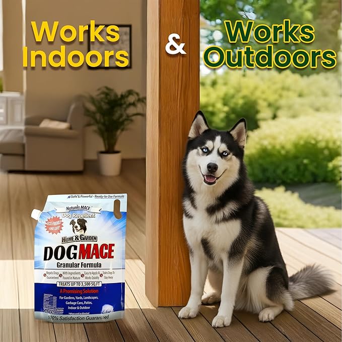 Nature’s MACE Dog Mace Granular Dog Repellent, 6 Pounds – Outdoor Dog Deterrent for Lawn, Yard, Garden, and Plants, Helps Keep Dogs Away from Bushes and Flower Beds, Covers up to 3,500 Sq. Ft.