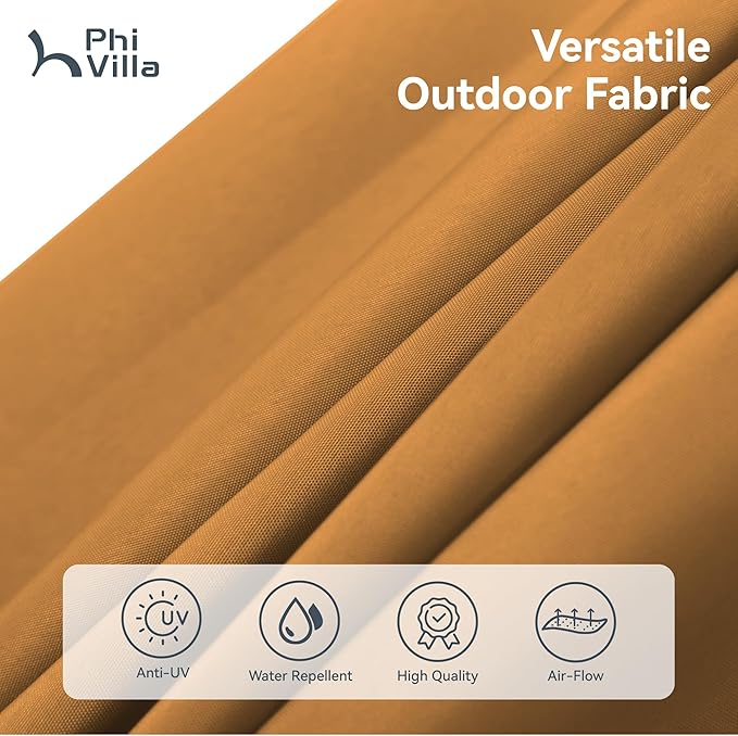 PHI VILLA 15ft Large Patio Umbrellas with Base, Outdoor Double-Sided Rectangle Market Umbrella for Pool Lawn Garden, Tawny