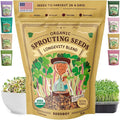 Seedboy Organic Non-GMO Sprouting Seeds, Longevity Blend – USA Grown Microgreens Mix with Broccoli, Red Kale, Black Kale, Alfalfa - 8 oz Bag Makes 6 Quarts / 20 Servings (Longevity Blend)